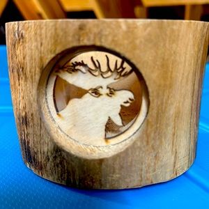 Moose wooden tea light holder